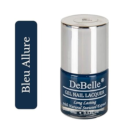 DeBelle Gel Glossy Finish Nail Polish Bleu Allure(Navy Blue), 8 Ml